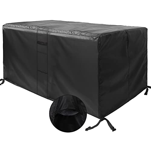 MEEYI Sitzgruppe Abdeckhaube 205x104x71cm, Anti-UV Tischabdeckung Schneedicht und UV-Beständig Abdeckplane für Gartenmöbel Winterfest für Tisch und Stühle, Schwarz von MEEYI
