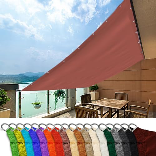 Sonnenschutz Balkon 1.6x8.5m, Wetterschutz Wasserabweisend UV-Block Beschattungsnetz Rechteck für Pergola Pflanzen Im Freien， braun von MEEYI