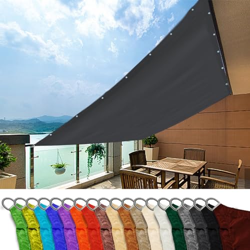 Sonnenschutz Balkon 3.5x8.5m, Wasserdicht Sonnenschutz Wetterschutz Schattenspender Rechteck für Balkon Zaun Zwinger Camping， dunkelhellgrau von MEEYI