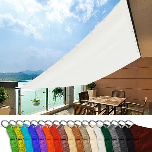 Sonnenschutz Sonnensegel 1.4x2.5m, Sonnenschutz Schutz UV Schutz Balkonverkleidung Rechter Winkel für Balkon Zaun Zwinger Camping， Weiß von MEEYI