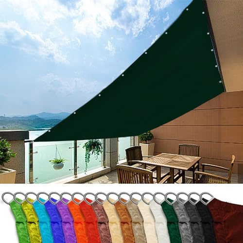 Sonnensegel Sonnenschutz 0.8x4.5m, Sichtschutz Regenschutz Hitzeschutz Segeltuch Ohne Bohren für Balkon Zaun Zwinger Camping， dunkelgrün von MEEYI