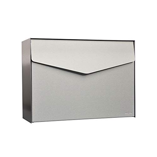 ME-FA MEFA Briefkasten Letter 112 (Farbe Edelstahl, Postkasten mit Sicherheitsschloss, Designbriefkasten, Größe 312x430x128 mm) 112030DE von MEFA