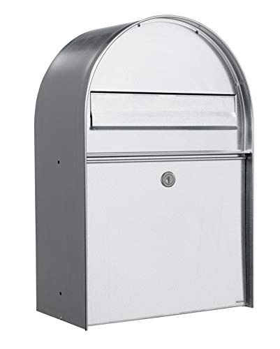 MEFA Briefkasten Amber 400 (Farbe Verzinkt, Regenschutzüberstand, große Einwurfklappe, Größe: 555x380x210 mm) 400900M von MEFA