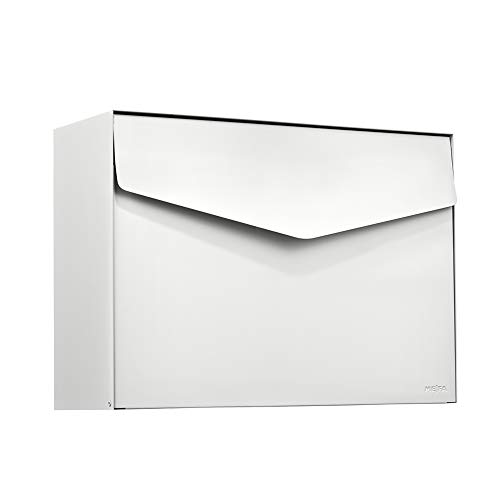 MEFA Briefkasten Letter 111 (Farbe weiß, Postkasten mit Sicherheitsschloss, Brief Design, Größe 312x430x178 mm) 111020M von MEFA