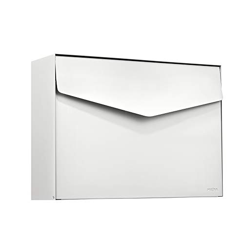 MEFA Briefkasten Letter 112 (Farbe weiß, Postkasten mit Sicherheitsschloss, Brief Design, Größe 312x430x128 mm) 112020DE von MEFA