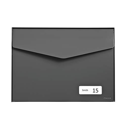 MEFA Briefkasten Letter 113 (mit Namensschild, Farbe basaltgrau, Postkasten mit Sicherheitsschloss, Größe 312x430x178 mm) 113522DE von MEFA