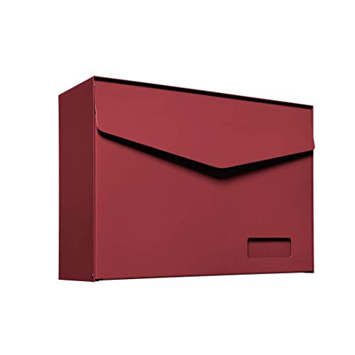 MEFA Briefkasten Letter 113 (mit Namensschild, Farbe rot, Postkasten mit Sicherheitsschloss, Größe 312x430x178 mm) 113421M von MEFA