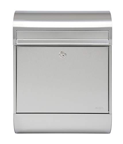 MEFA Briefkasten RUBY 864 (Farbe Edelstahl, Postkasten mit Sicherheitsschloss, 450x350x150 mm) 864020DE von MEFA