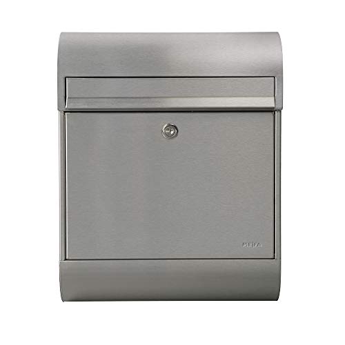 MEFA Briefkasten Ruby 866 mit Zeitungsrolle (Edelstahl, Postkasten mit Sicherheitsschloss, 450 x 350 x 150 mm) 866020M von MEFA