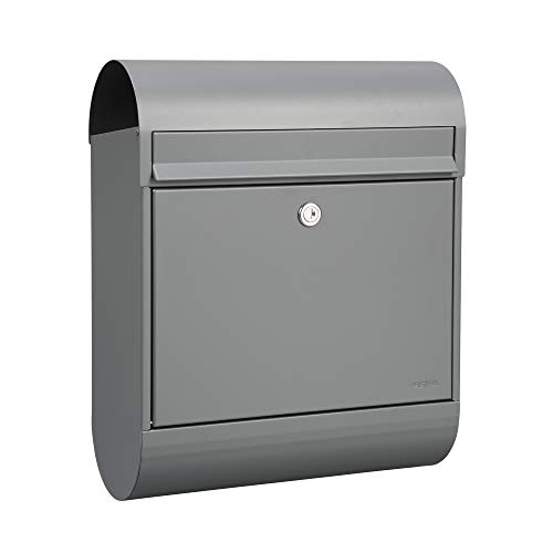 MEFA Briefkasten Ruby 866 mit Zeitungsrolle (Farbe grau, mit Sicherheitsschloss, Größe 450x350x150 mm) 866510DE von MEFA