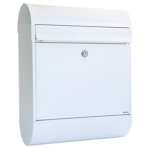 MEFA Briefkasten Ruby 866 mit Zeitungsrolle (Farbe weiß, mit Sicherheitsschloss, Größe 450x350x150 mm) 866010DE von MEFA