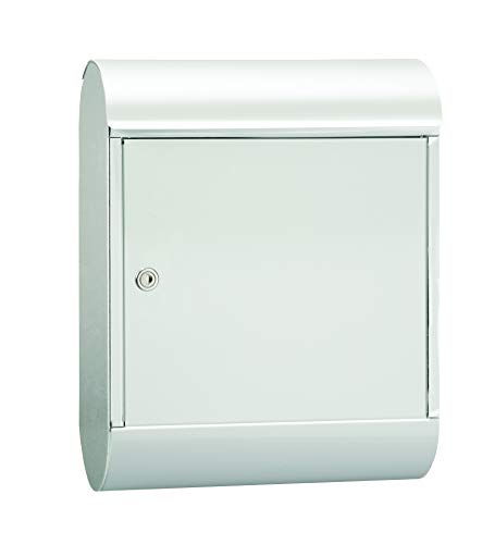 MEFA Briefkasten Topaz 842 (Farbe weiß glänzend, Postkasten mit Sicherheitsschloss, Größe 430x340x150 mm) 842000DE von MEFA