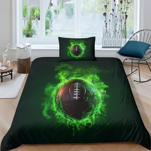 American Football Modern Bed Linen 2-Piece 3D Printed Bedding Comforter Set Soft and Comfortable Rugby Ball Duvet Cover for Bedding in Microfiber Für Kinder Teenager Erwachsene Single（135x200cm） von MEFESE