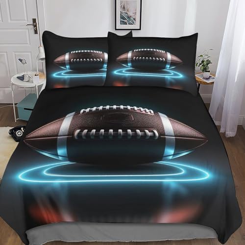 American Football Modern Bed Linen 3-Piece 3D Printed Bedding Comforter Set Soft and Comfortable Rugby Ball Duvet Cover for Bedding in Microfiber Für Kinder Teenager Erwachsene Double（200x200cm） von MEFESE