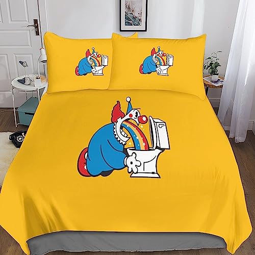 Cartoon-Clown Bed Linen Double（200x200cm） Girls Children's Bed Linen Microfibre Polyester 3D Print Spielplatz Bedding Set Duvet Cover 200 X 200 Cm with 2 Pillowcase 50 X 75 Cm Gift for Birthday von MEFESE
