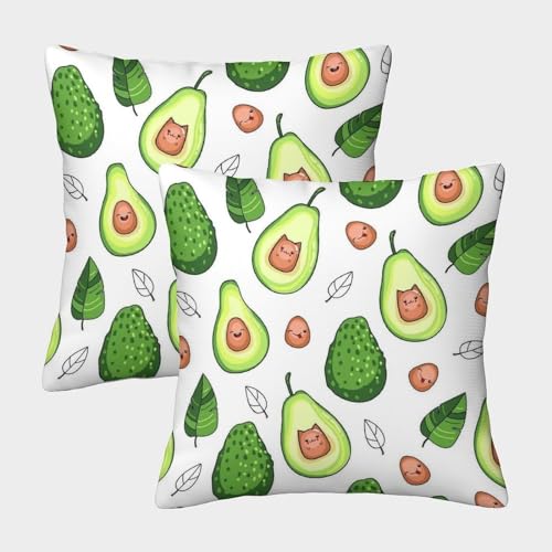 MEFESE Avocado Kissenbezüge Für Sofa Und Bett, Avocado-Muster Kissenbezug Im 2er-Set, Geeignet Für Kids Room Fun Und Travel Essential, Maschinenwaschbar 40x40cm von MEFESE