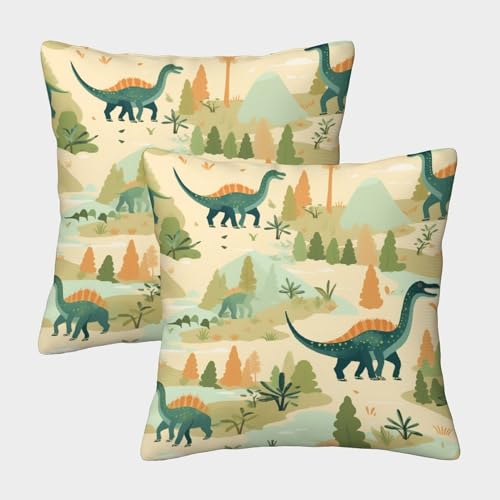 MEFESE Dinosaurier Kissenbezug 2er Set Kissenbezüge Wohnzimmer Kissenhülle Couchkissen Polyester Polster Textil Für Sofa Schlafzimmer Couch Outdoor Deko Kissen 50x50cm von MEFESE