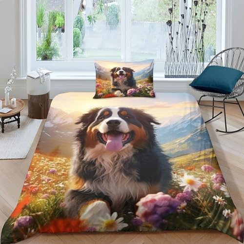 MEFESE Schweizer Berner Sennenhund 2-Piece Duvet Cover,Soft and Comfortable,Mikrofaser Hypoallergener Wrinkle-Free,Set of Pillowcase with Zip Für Kinder Teenager Erwachsene Bedding Single（135x200cm） von MEFESE