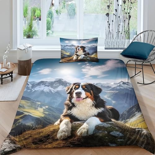 MEFESE Schweizer Berner Sennenhund 2-Piece Duvet Cover,Soft and Comfortable,Mikrofaser Hypoallergener Wrinkle-Free,Set of Pillowcase with Zip Für Kinder Teenager Erwachsene Bedding Single（135x200cm） von MEFESE