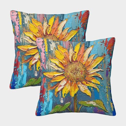 MEFESE Sonnenblume Kissen Bezug 2er Set Kissenbezüge Wohnzimmer Kissenhülle Sofakissen Polyester Polster Textil Für Sofa Bett Garten Balkon Kinderzimmer Dekokissen 40x40cm MEFESE Sonnenblume Kissen Bezug 2er Set Kissenbezüge Wohnzimmer Kissenhülle Sofakissen Polyester Polster Textil Für Sofa Bett Garten Balkon Kinderzimmer Dekokissen 40x40cm von MEFESE