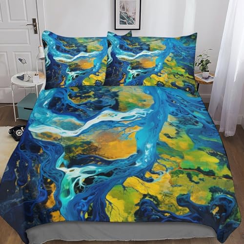 MEFESE Vogelperspektive der Natur Bed Linen with Zip,Modern Pattern,3-Piece Duvet Cover,Reversible Microfibre Bedding Für Ultraweicher,Hypoallergener Für Kinder Teenager Erwachsene Double（200x200cm） von MEFESE