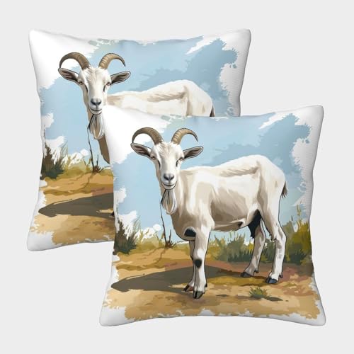 MEFESE Ziege Kissenbezug 2er Set Kissenbezüge Wohnzimmer Kissenhülle Couchkissen Polyester Polster Textil Für Sofa Bett Garten Balkon Kinderzimmer Deko Kissen 45x45cm MEFESE Ziege Kissenbezug 2er Set Kissenbezüge Wohnzimmer Kissenhülle Couchkissen Polyester Polster Textil Für Sofa Bett Garten Balkon Kinderzimmer Deko Kissen 45x45cm von MEFESE