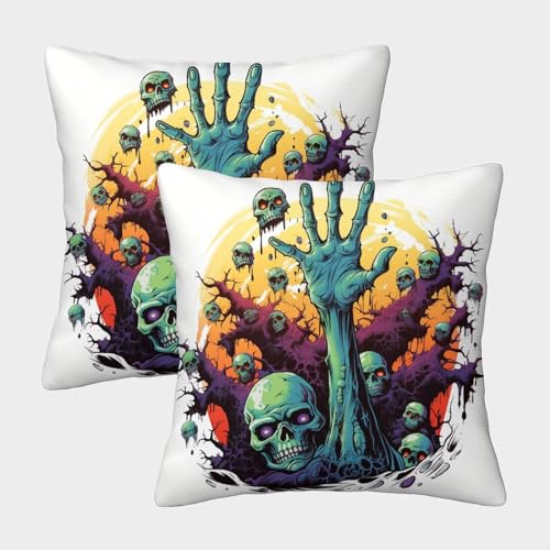 MEFESE Zombie Quadratische Horror Zombie Kissenbezüge, 2er Pack, Optimal Für Living Room Accent Und Seasonal Decor, Leicht Zu Reinigen 40x40cm von MEFESE