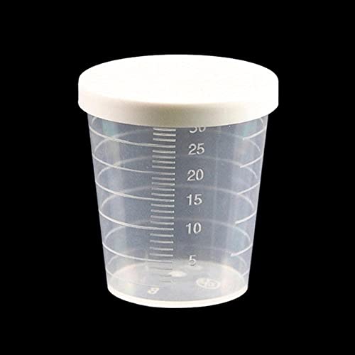 1 Stück 20/50 ml Medizin Messbecher mit weißen Deckeln Klarer Behälter Messen Becher Behälter Flüssigkeit von MEFESE