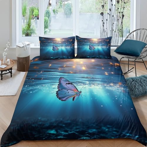 Schmetterling Bed Linen Light Plush Long Mikrofaser Duvet Cover Warm Schöner Schmetterling Duvet Cover And Pillowcase with Zip Hypoallergener Mikrofaser Für Kinder Teenager Erwachsene King（220x240cm） von MEFESE