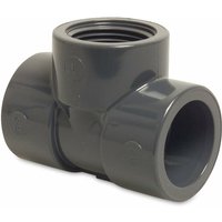 Mega Group - Mega T-Stück 90° pvc-u 40 mm x 1/2 Zoll x 40 mm Klebemuffe x Innengewinde x Klebemuffe 10 bar, grau von MEGA GROUP