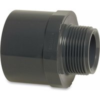 Mega Übergangsnippel PVC-U 25/32 mm x 1/2 Zoll Klebemuffe/Klebestutzen x Außengewinde 10 bar, grau von MEGA GROUP