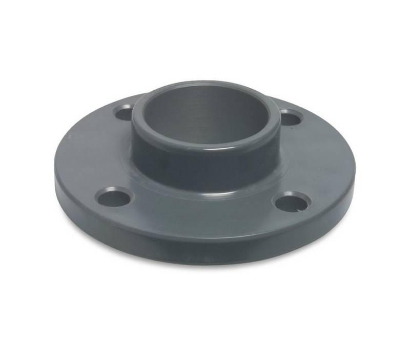 Mega Group Gewindefitting Klebeflansch PVC-U DIN Flansch x Klebemuffe 10 - 16 bar, grau, DN65 x 75 mm - LK 145 mit 4 x Ø 18 mm (PN16) von Mega Group
