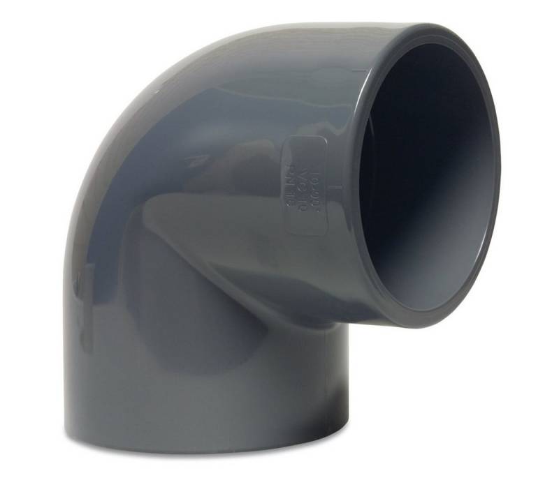 Mega Group Gewindefitting Winkel 90° PVC-U Klebemuffe 10 - 16 bar, grau, Ø 25 mm (PN16) von Mega Group