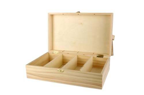 MÉGACRÉA Holzkiste mit 4 Fächern, 31 x 19,4 cm, Höhe 9 cm von MÉGACRÉA