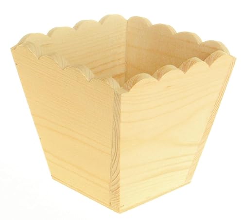 MÉGACRÉA Übertopf aus Holz, gewellte Kanten, 11 x 11 x 10 cm von MÉGACRÉA