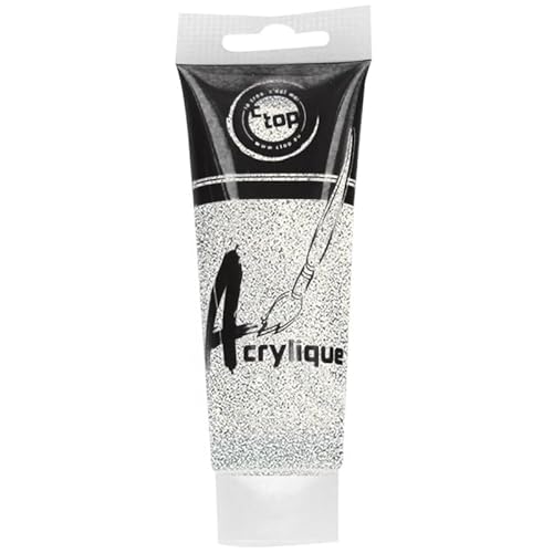 MegaCrea DIY Acrylfarbe, glitzernd, silberfarben, 75 ml von MÉGACRÉA