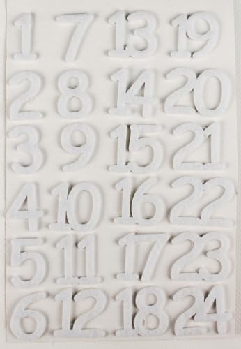 MegaCrea DIY Aufkleber Zahlen Filz weiß 3 cm x 24 Stk. von MÉGACRÉA