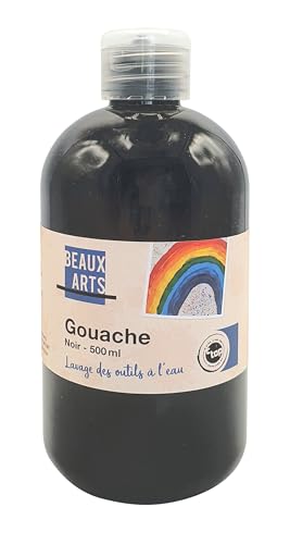 MegaCrea DIY Gouache, hergestellt in Frankreich, Schwarz, 500 ml von MÉGACRÉA
