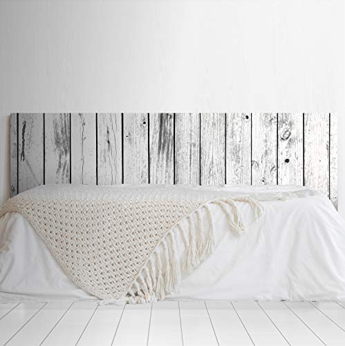 MEGADECOR DECORATE YOUR HOME Kopfteil für Bett, PVC, dekorativ, Bedruckt, Holztextur, vertikal, Weiß und Schwarz, Verschiedene Größen (150 x 60 cm) von MEGADECOR DECORATE YOUR HOME