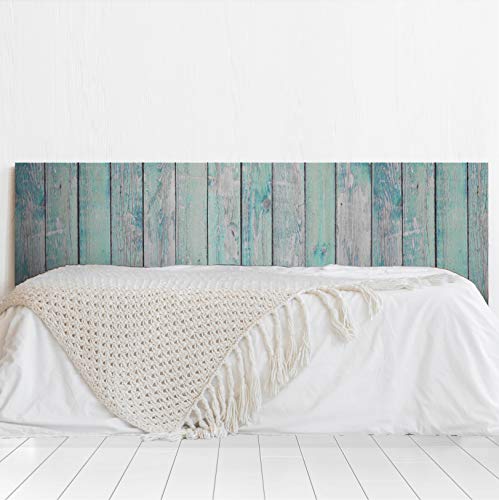 MEGADECOR Kopfteil für Bett, PVC, dekorativ, ökonomische Textur, Holz, vertikal, bemalt, Türkis, Antik, verschiedene Größen (100 cm x 100 cm) von MEGADECOR