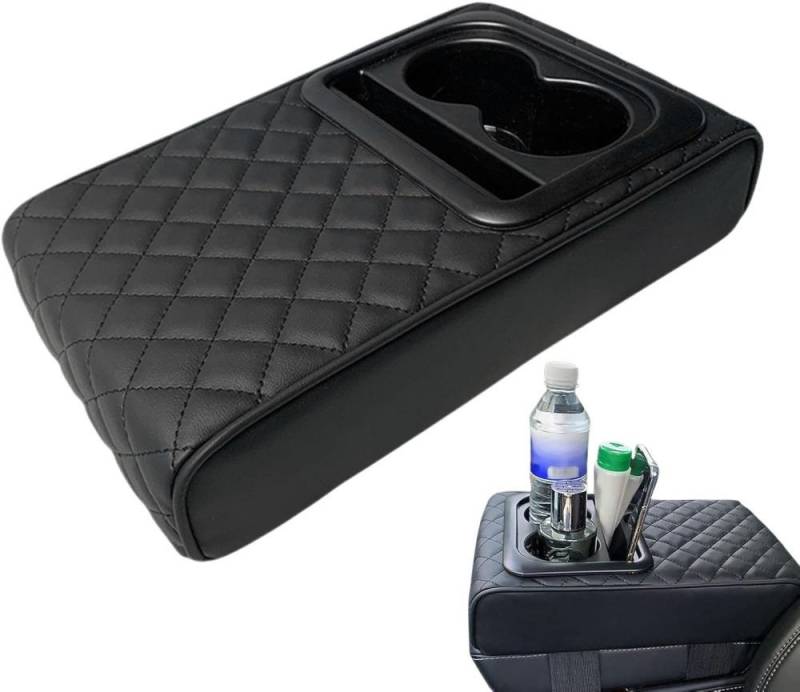 MEGAGOODS Armlehnenkissen Auto Armlehnenkissen Memory Foam mit Getränkehalter universell DE., Ergonomisches Design mit Memory-Schaum von MEGAGOODS