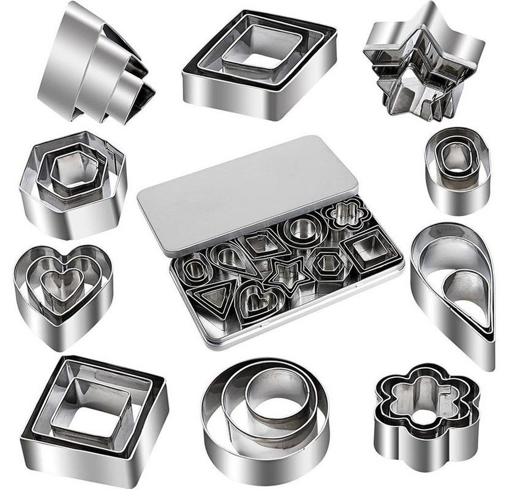 MEGAGOODS Ausstechform 30-tlg. Mini-Ausstechformen Set Edelstahl Box Plätzchen Fondant DE., (Mini-Ausstechformen-Set) von MEGAGOODS
