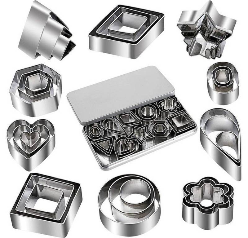 MEGAGOODS Ausstechform 30-tlg. Mini-Ausstechformen Set Edelstahl Box Plätzchen Fondant DE., (Mini-Ausstechformen-Set) von MEGAGOODS