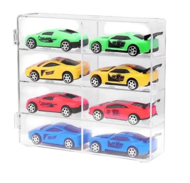 MEGAGOODS Buffet-Vitrine Acryl Auto Display Box 1:64 für Hot Wheels 8 Fächer staubdicht DE., (Display Box, Acryl Auto Display Box mit acht Fächern, ideal für 1:64 Modellautos) von MEGAGOODS