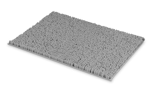 MEGAROOM Badezimmerteppich 40 x 60 cm Badematte Chenille Badvorleger Weiche und rutschfeste Badteppich Anti-Schimmel Duschvorleger für Sicherheit und Komfort (Hellgrau) von MEGAROOM