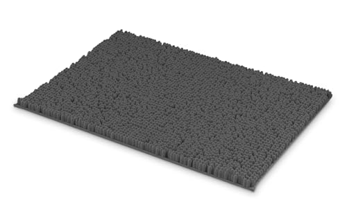 MEGAROOM Badezimmerteppich 60 x 90 cm Anti-Rutsch Chenille Badematten Weiche und rutschfeste Badteppich Anti-Schimmel Duschvorleger für Sicherheit und Komfort - Wasserabsorbierend (Dunkelgrau) von MEGAROOM