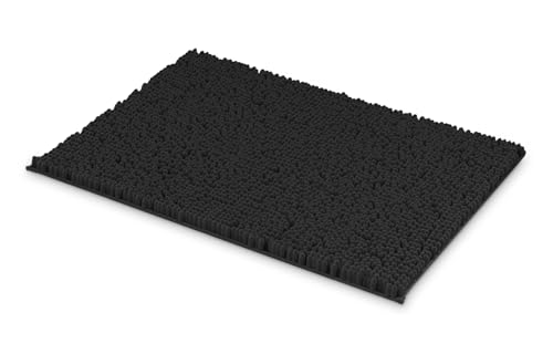 MEGAROOM Badezimmerteppich 60 x 90 cm Anti-Rutsch Chenille Badematten Weiche und rutschfeste Badteppich Anti-Schimmel Duschvorleger für Sicherheit und Komfort - Wasserabsorbierend (Schwarz) von MEGAROOM