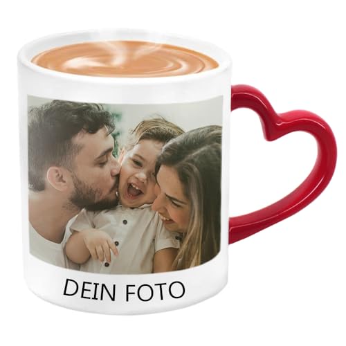 MEGAUK Zaubertasse mit Foto Text Bedrucken Lassen - Farbwechsel Personalisierte Foto Tasse - Kaffeebecher Selbst Individuell Gestalten - Magic Custom Coffee Mug Cup von MEGAUK