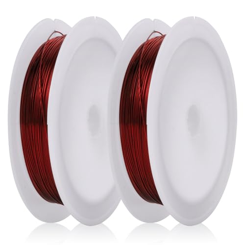 MEGAVOW 2 Rolle Basteldraht 0.4mm x 10m, Schmuckdraht Perlendraht Draht für Schmuck Armbänder, Blumendraht Bonsai Draht Dünn, DIY Dekodraht, Rot von MEGAVOW