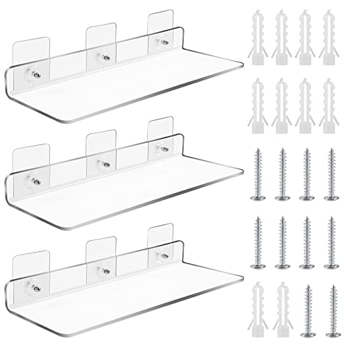 MEGAVOW 3 Stück Acryl Wandregal Schweberegal, Klare Wandregale ohne Bohren, Schwimmregal Küchenregal Deko für Schlafzimmer, Bad, Küche, Wohnzimmer, Büro, 300x100mm, L-Form von MEGAVOW